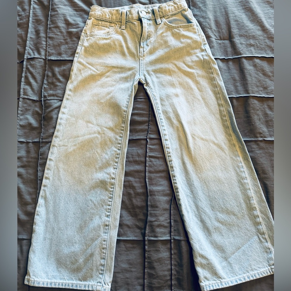 Old Navy Girls High Rise Baggy Wide Leg Jeans, Light Wash, Size 10